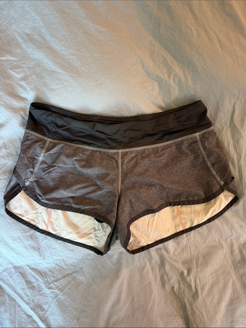 lululemon athletica Speed Up Gray Running Shorts with Black Waistband